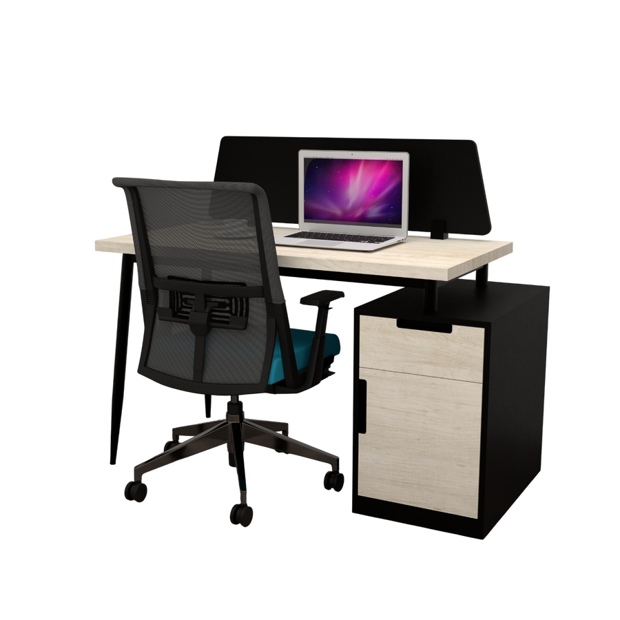 Creek Workstation Linear for 1 Person, with Partition and with storage