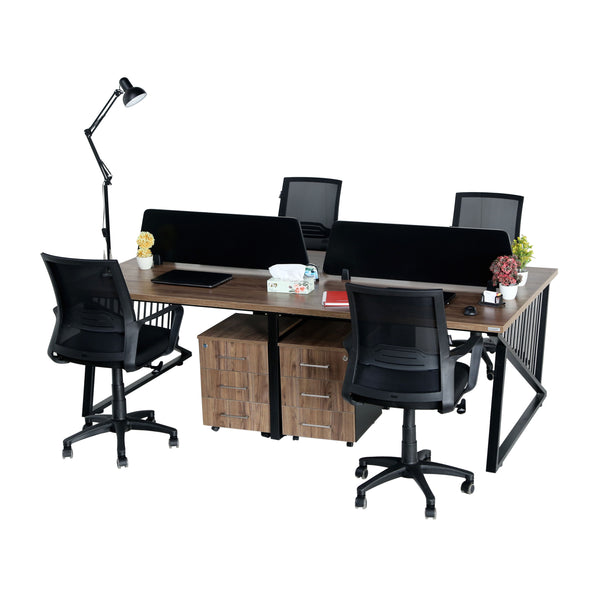 Bavel WorkStation Team for 4 Person, with 2 Partitions and Storage