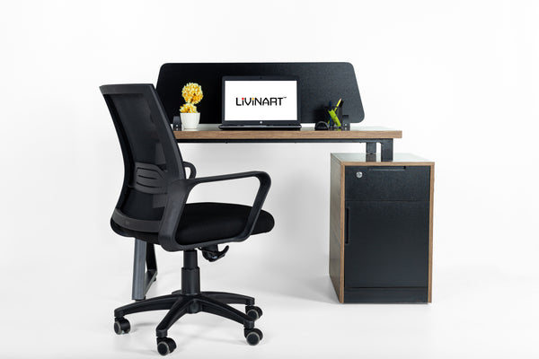 Bavel Workstation Linear for 1 Person, with Partition and with Storage