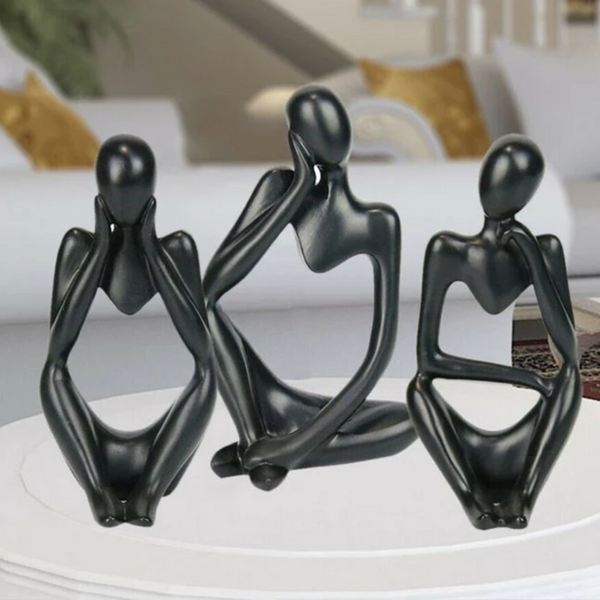 Thinking Men Sculpture (Set of 3) Black