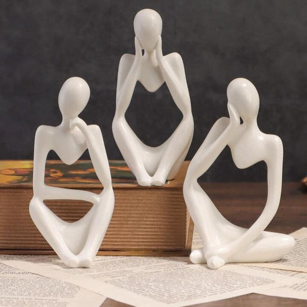 Thinking Men Sculpture (Set of 3) White