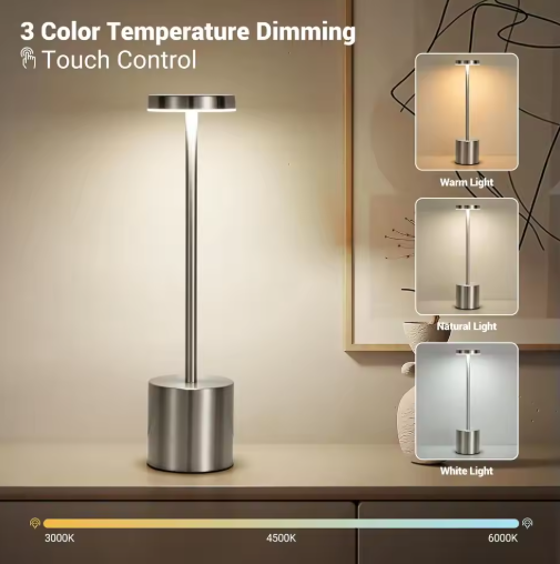 D-6 Silver Rechargeable touch Retro Lamp