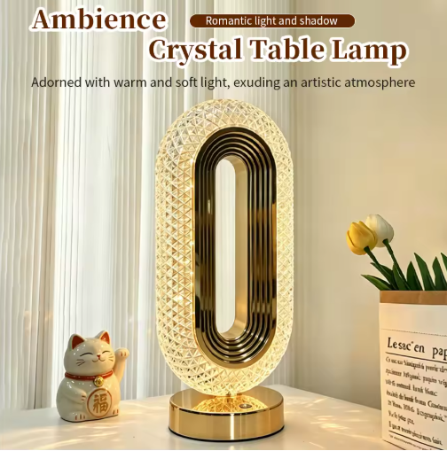 Rechargeable Oval Shaped Crystal Lamp